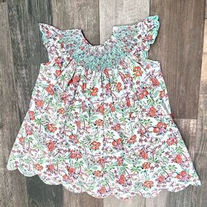 Castles and Crowns Smocked Floral Tropical Easter Summer Bishop Dress Size 7-8
